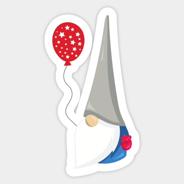 Fourth Of July, Independence Day, Cute Gnome Sticker by Jelena Dunčević